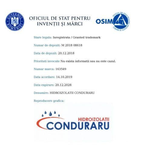 FISA MARCII HIDROIZOLATII CONDURARU page
